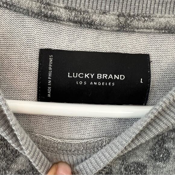 Lucky Brand Leopard Print Grey Viscose Knit Blend Pullover Sweater Size Large - Picture 6 of 15